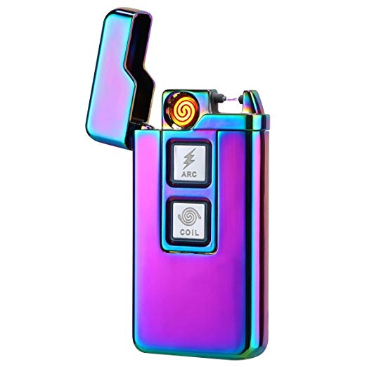 Kivors 2in1 Plasma Arc Lighter Coil Lighter USB Rechargeable Windproof Electrical Arc