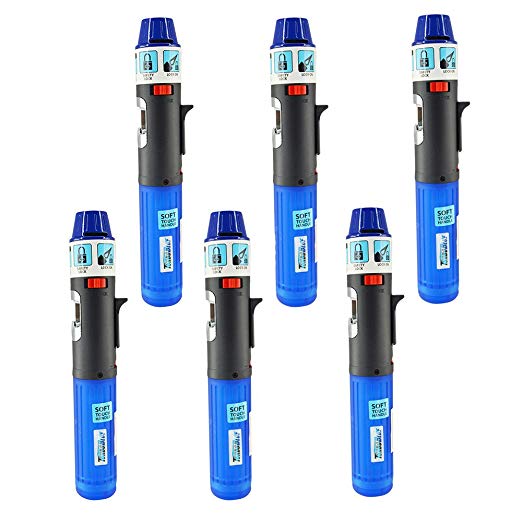 6 Pack Turbo Blue Torch Stick Multi Purpose Refillable Butane Lighter