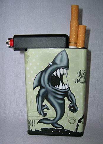 Cigarette Case Shark with Built on Lighter Holder